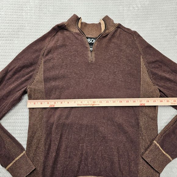 Men's Carbon Brown 1/4 Zip Sweater Size‎ Large some fading - Picture 3 of 6